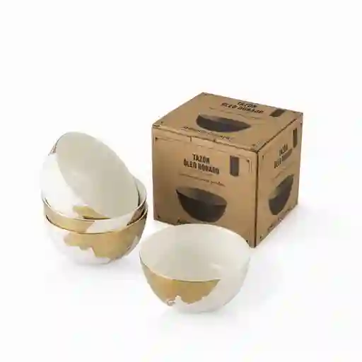 Ambiente Gourmet Set Tazón Sopa Óleo Dorado 15 cm