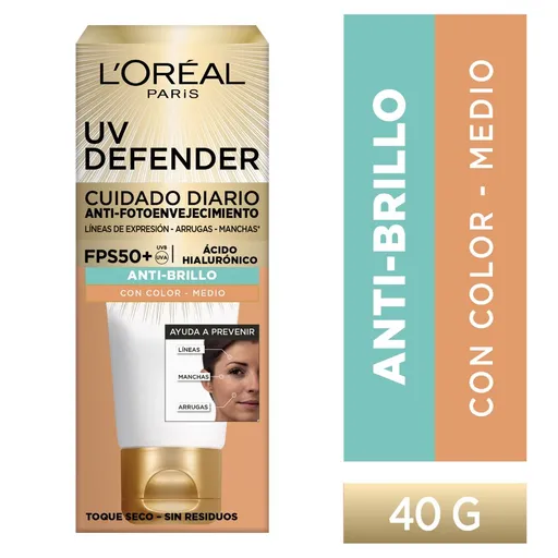  Loreal Paris Protector UV Defendercon Color Medio fps 50 