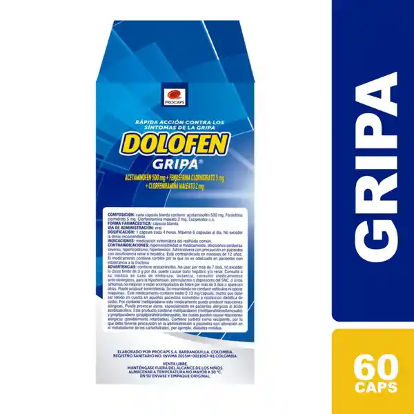 Dolofen Acetaminofen (500 mg) + Fenilefrina Clorhidrato (5 mg) + Clorfenamina Maleato (2 mg)