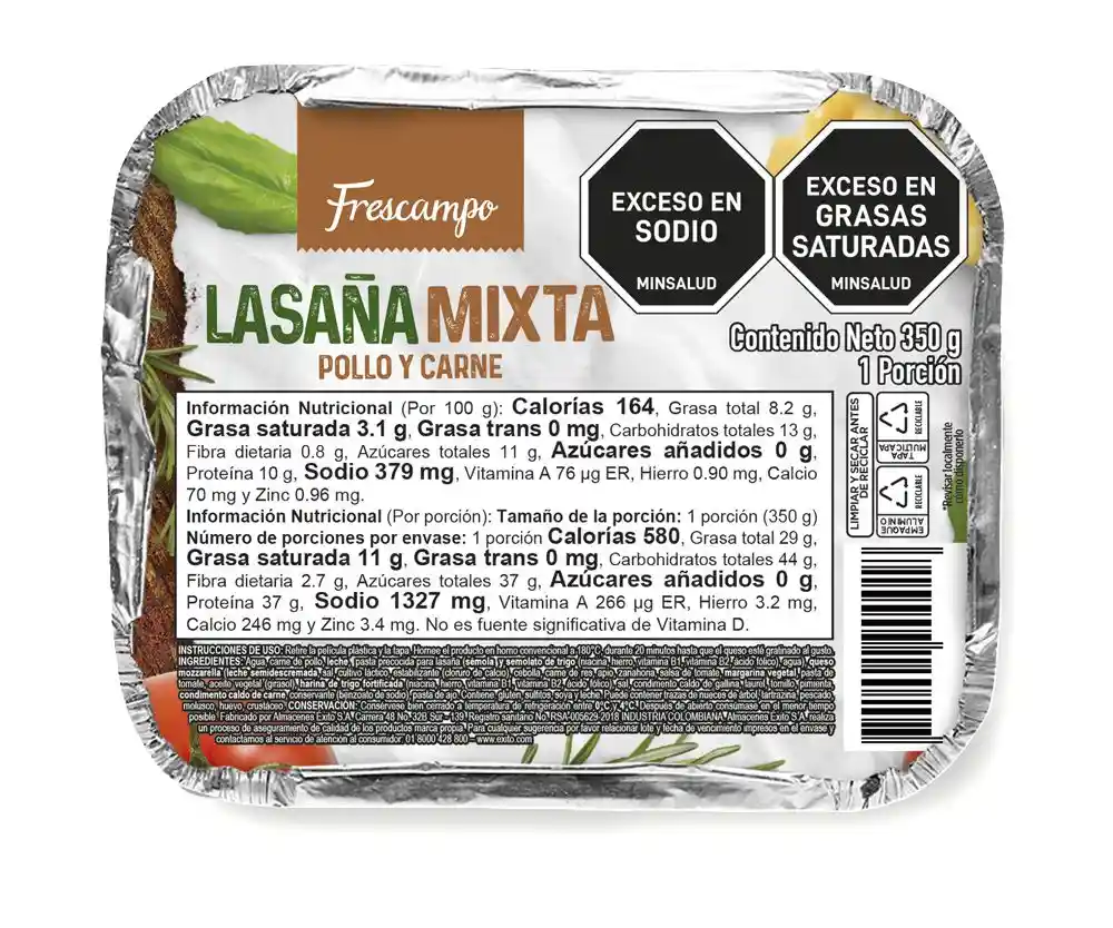 Lasaña Mixta Frescampo