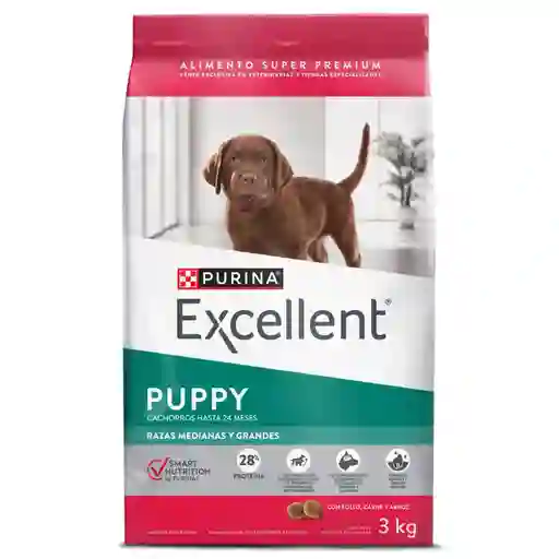 Comida para perros EXCELLENT PUPPY Razas Medianas y Grandes x 3 kg