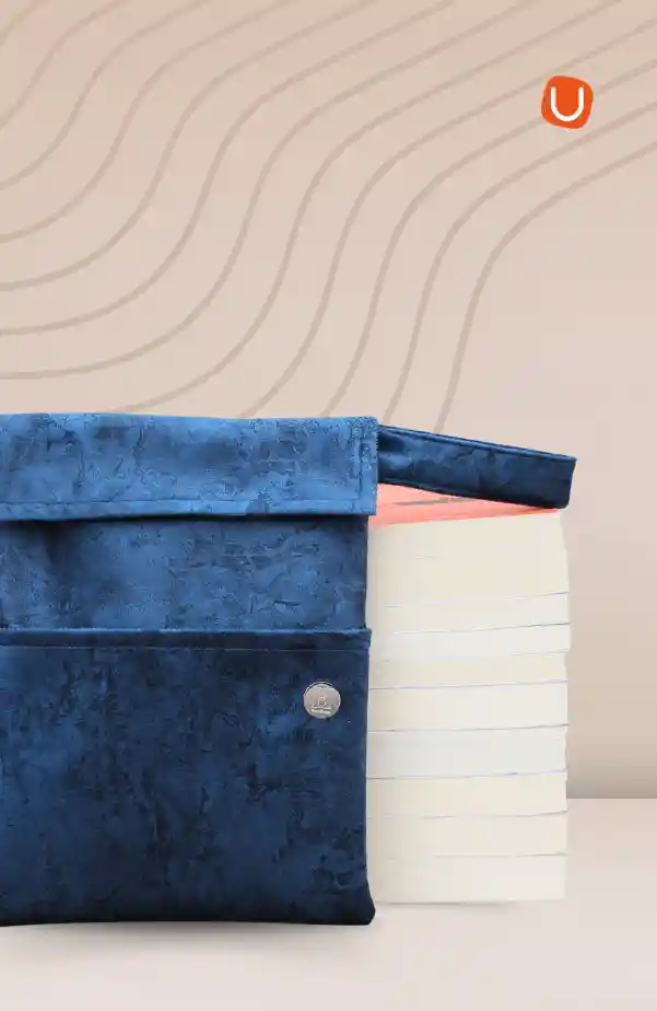 Funda Gold Para Libros Tela Suave Azul