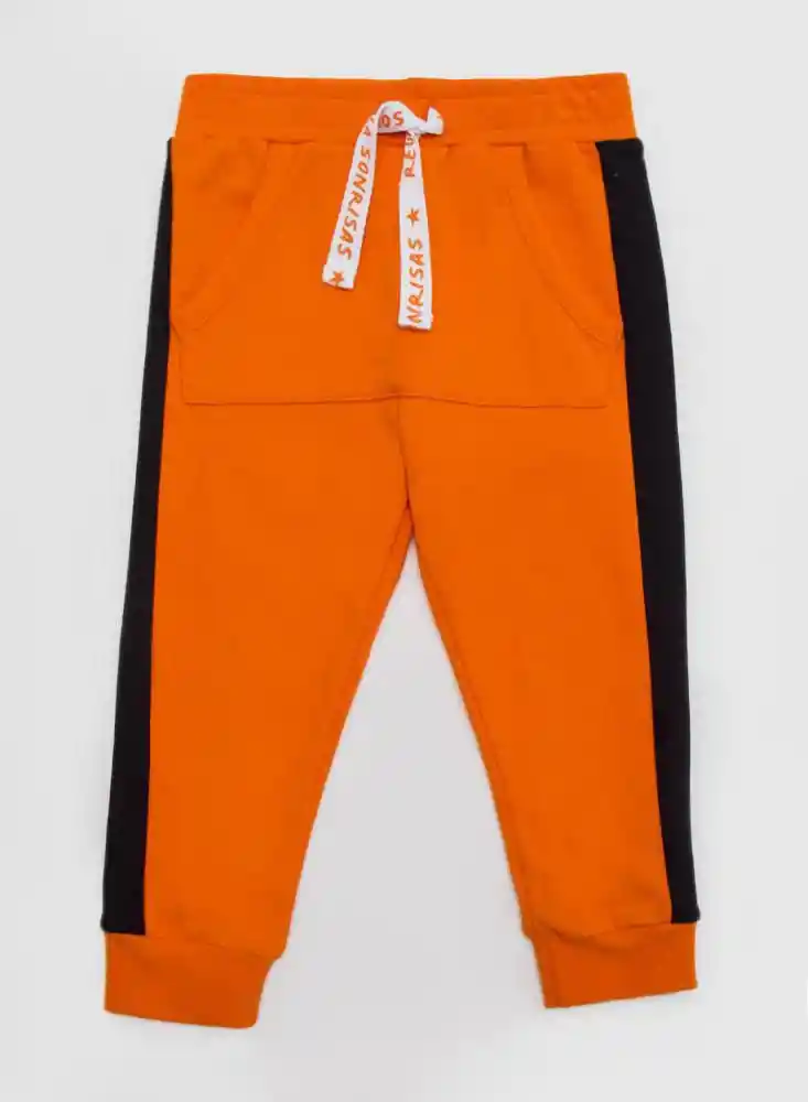 Pantalon Jogger Bb 6/9 Meses - Naranja