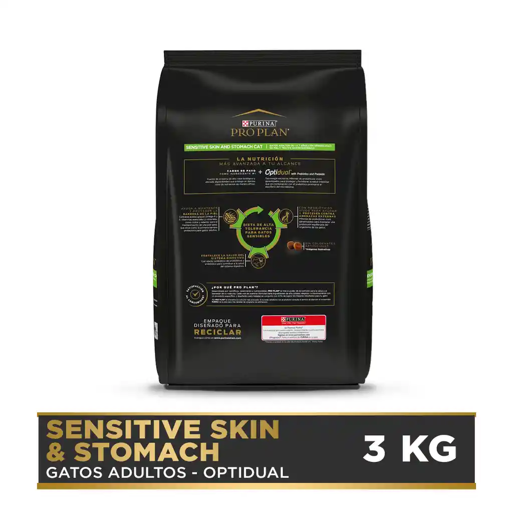 Comida para Gatos Adultos con piel y estomago sensible Purina Pro Plan x 3,0 kg