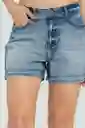Short Denim Mom Color Azul Medio Talla 12 Ragged