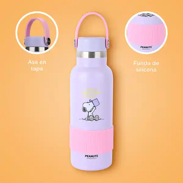 Termo de Con Asa y Funda Snoopy Colorful Morado 500 mL Miniso