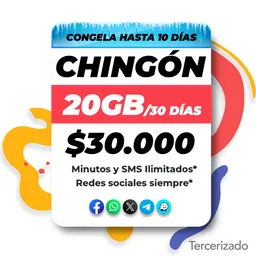 Pillofon Sim Card Prepago Plan Chingón 20 Gb/Mes
