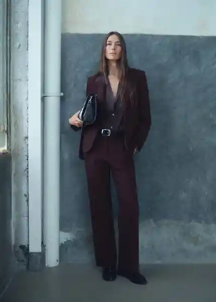 Blazer Americana Bergen Burdeos Talla S Mujer Mango