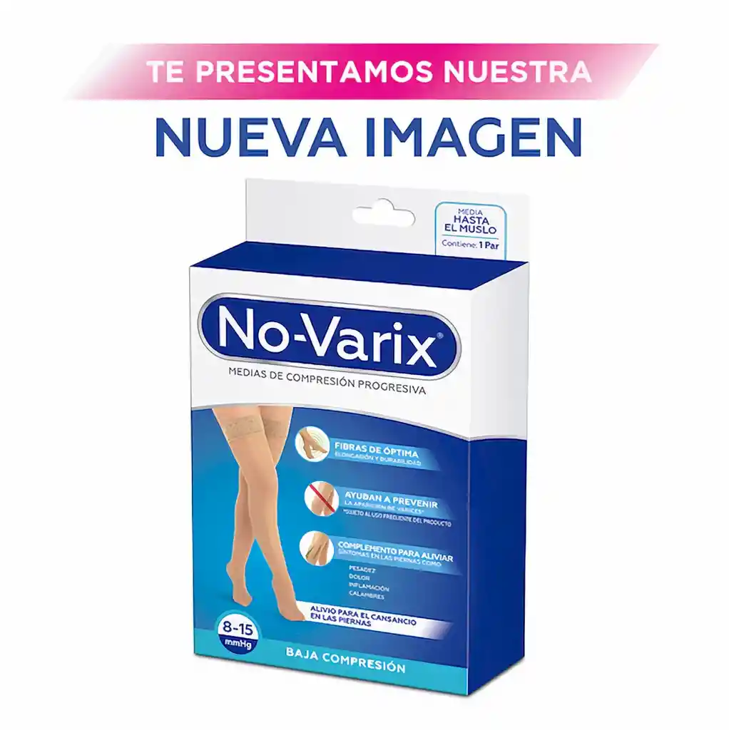 No-Varix Media Muslo Banda Siliconada 8-15 mm/hg Beige S