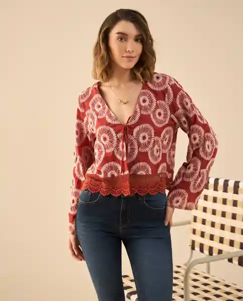 Camisa Rojo Cereza Oscuro Talla S 612G017 Esprit