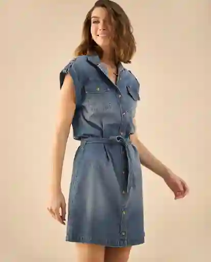 Vestido Azul Prusia Oscuro Talla M 692G001 Esprit