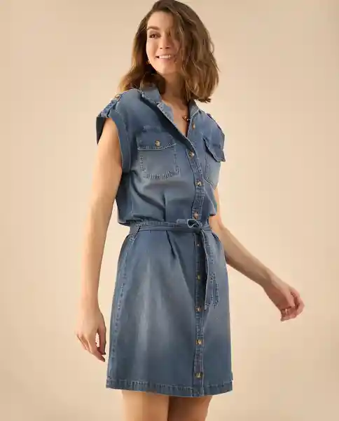 Vestido Azul Prusia Oscuro Talla M 692G001 Esprit