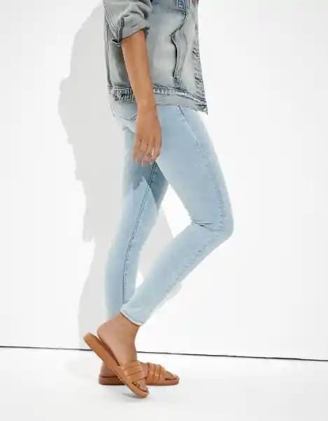 American Eagle Jegging Alto Next Level Gastado Azul Talla 6 Long
