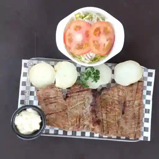Churrasco con papa cocida