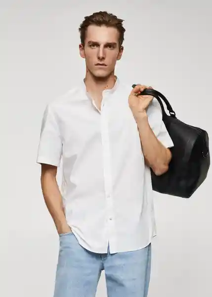 Camisa Solid-H Blanco Talla L Hombre Mango