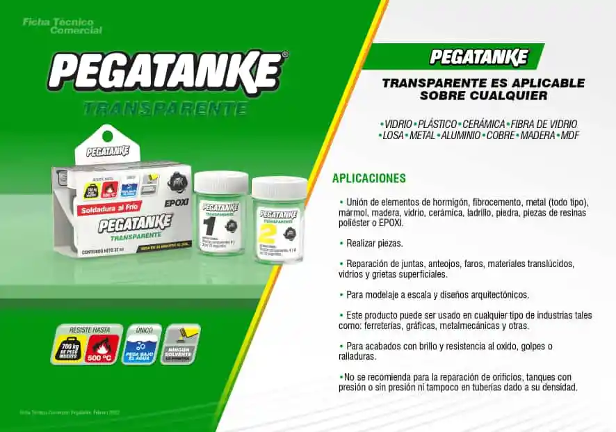 Pegamento Epoxico Extra Fuerte Pegatanke (transparente)