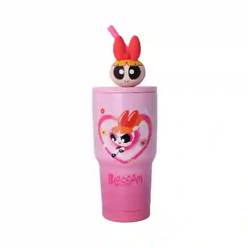 Vaso de Acero Serie Chicas Súper Poderosas Rosa 900 mL Miniso