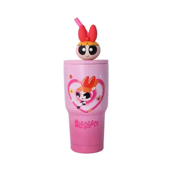 Vaso de Acero Serie Chicas Súper Poderosas Rosa 900 mL Miniso