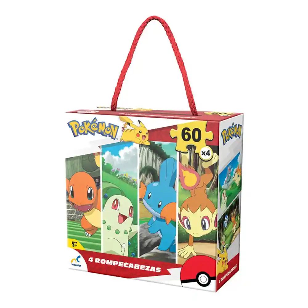 Rompecabezas 4 en 1 Pokémon Caja de Cartón