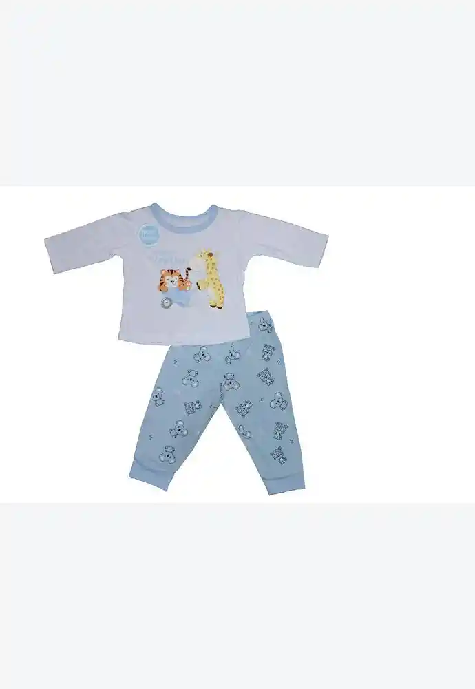 Pijama Dos Piezas 100% Alg 6/12 Mese-celeste