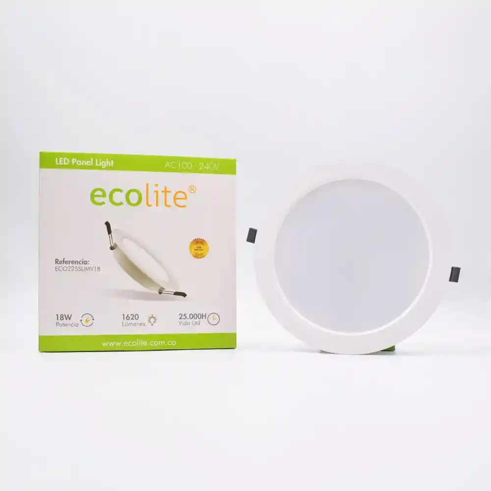 Panel Led Frío Incrusta Redondo 18w Ecolite Eco225slimv18