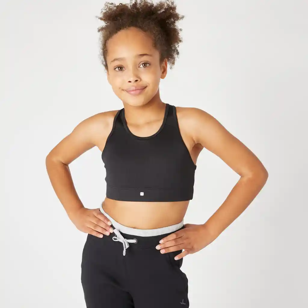 Top Deportivo de Fitness Para Niña Domyos 500 Negro
