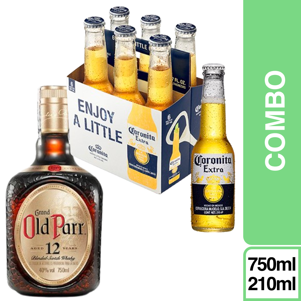 Combo Coronita Cerveza Lager + Old Parr Whisky Premium