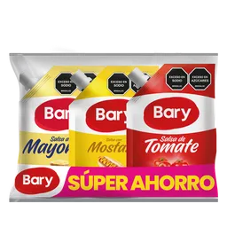 Salsas Bary Mayonesa; tomate y mostaza x 200 gr Tripack