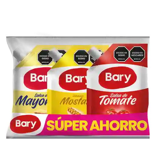 Salsas Bary Mayonesa; tomate y mostaza x 200 gr Tripack