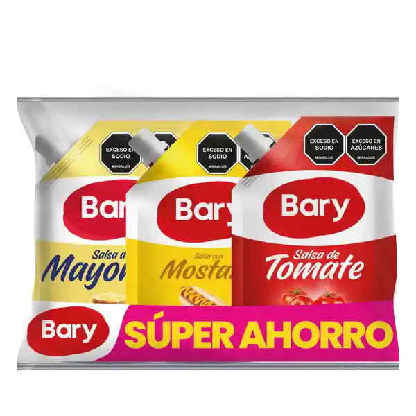 Salsas Bary Mayonesa; tomate y mostaza x 200 gr Tripack