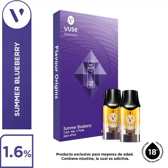 Capsula Vuse Summer Blueberry 18 Mg Caja X 2Und