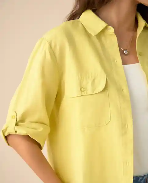Camisa Amarillo Linaza Medio Talla XS 611G027 Esprit
