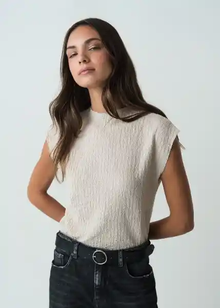 Camiseta Crudo Ballueca Claro Talla L 502G071 Naf Naf