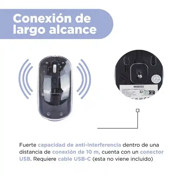Mouse Inalambrico Serie Ice Brick Negro Miniso