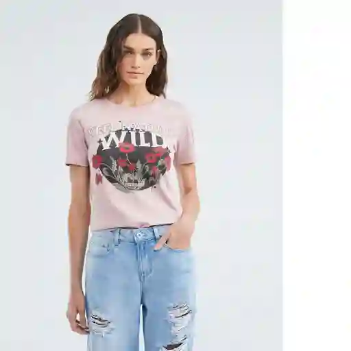Camiseta Flowers Graphic Mujer Rosa Medio Talla XL Chevignon