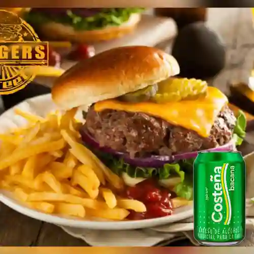 Combo Hamburguesa Cheese Street + Costeña Bacana Lata 330ml