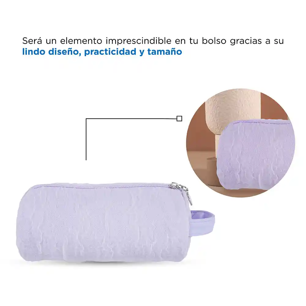 Cosmetiquera Texturizada Cilindro Morado Miniso