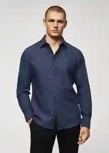 Camisa Lagnes Navy Talla L Hombre Mango