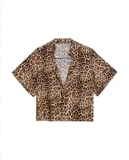 Blusa Animal Print Beige Caqui Medio Talla L Chevignon