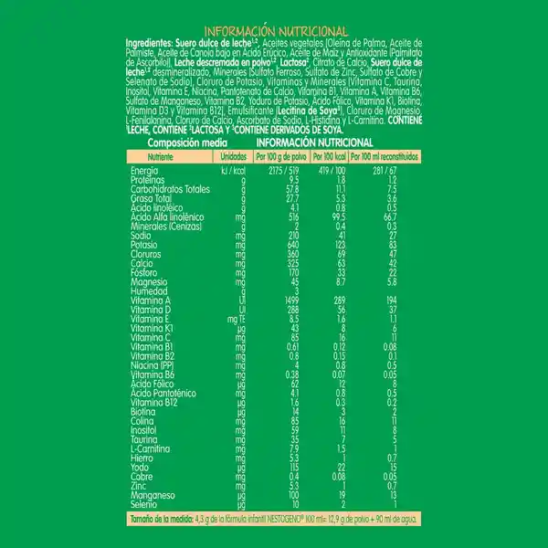 Nestogeno Fórmula Infantil en Polvo