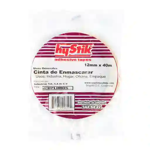   Hy Stik  Cinta De Enmascarar 12 Mm 1/2 P X 40 M 