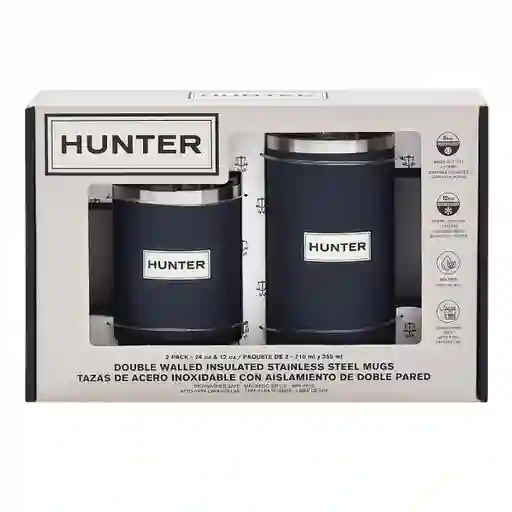 Hunter Juego de Tazas Para Café Con Tapa en Acero Inoxidable