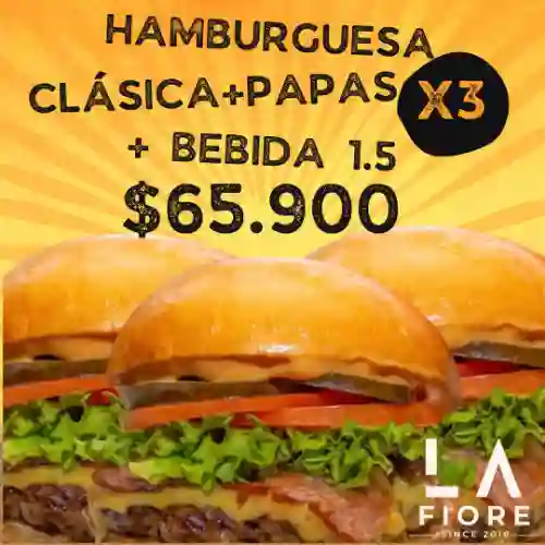 Combo Hamburguesas Clásicas X3