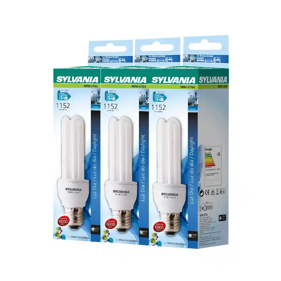 Bombillo Sylvania Ahorrador 20 W X3 Unds P28689-37