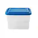 Recipiente Estra Básico Alto Cuadrado Azul Tapa Azul