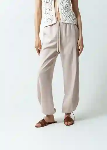 Pantalón Mujer Poppy Beige Goma Medio Talla 14 031G371 Naf Naf