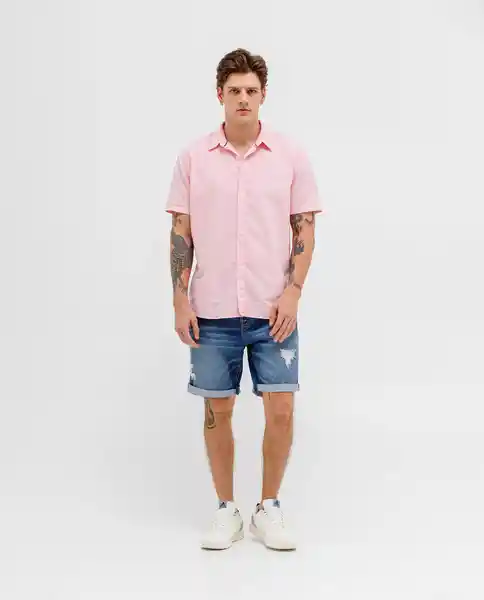 Camisa Manga Corta Para Hombre Rosado Talla M Rifle110f002