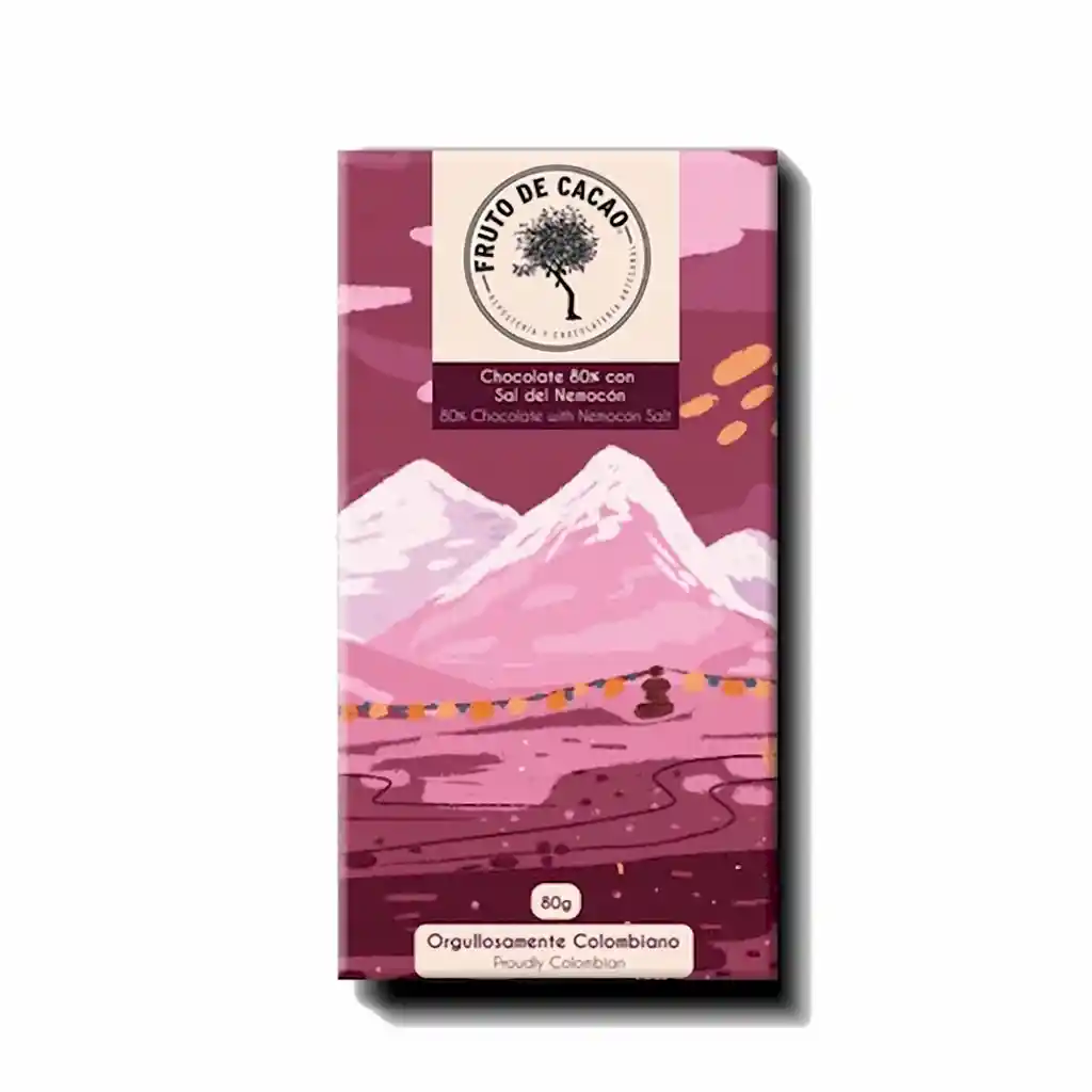 Fruto de Cacao Barra de Chocolate Sal de Nemocon 80 %