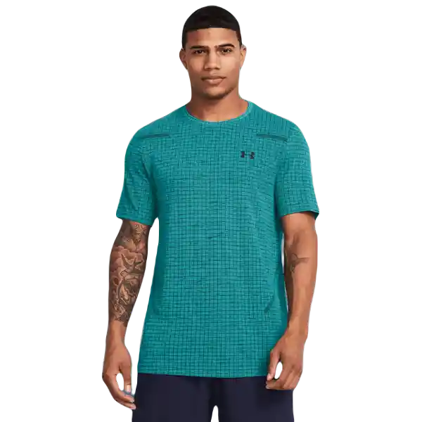 Under Armour Camiseta Seamless Grid Azul T. SM Ref: 1376921-464