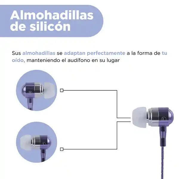 Audífonos Intrauditivos Metal Morado Mod Pa401 Miniso